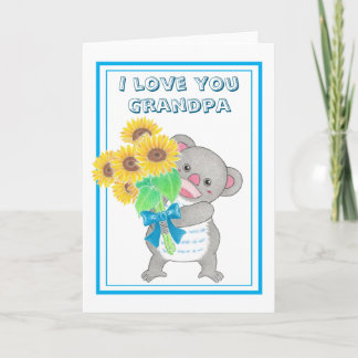Niedliche Koala Sonnenblumenkarte Großvater Vatert Karte