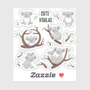 Niedliche Koala spielt mit einem schönen Jungen a Aufkleber