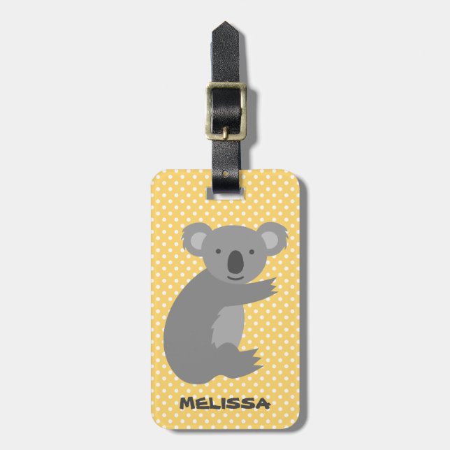 Niedliche Koala Tragegegepäckmarke für Mädchen Gepäckanhänger (Vorderseite vertikal)