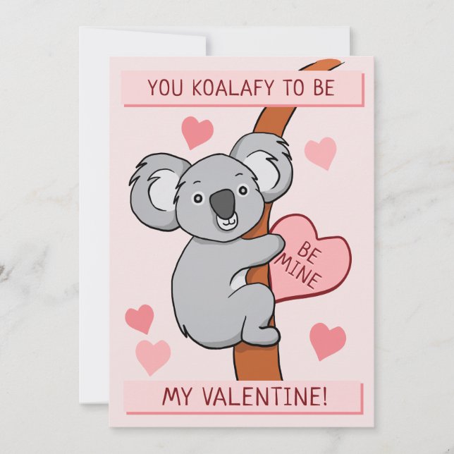 Niedliche Koala-ty-Valentinstag-Karte (Vorderseite)