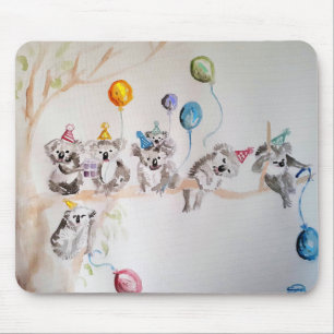 Niedliche KoalaWasserfarbenmalerei Maus Mat Blüte Mousepad