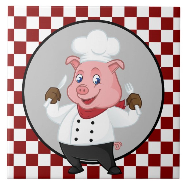 niedliche Koch Schweineküche Fliese (Vorderseite)