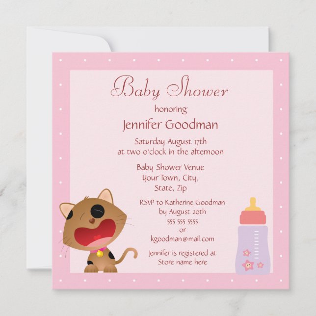 Niedliche Kochecke Pink Babydusche Einladung (Vorderseite)