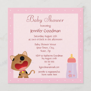Niedliche Kochecke Pink Babydusche Einladung