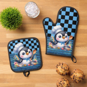 Niedliche Kochkuche Ofenhandschuh & Topflappen-Set