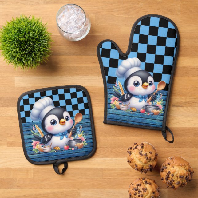 Niedliche Kochkuche Ofenhandschuh & Topflappen-Set (Oben Unten)
