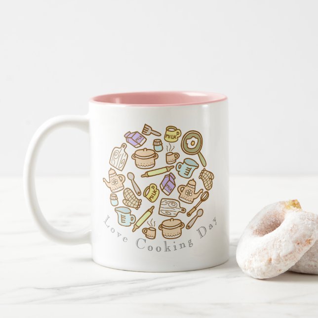 Niedliche Kochnische Zweifarbige Tasse (Mit Donut)