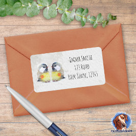 Niedliche Kohlmeisen - Aquarell-Design | Adressaufkleber