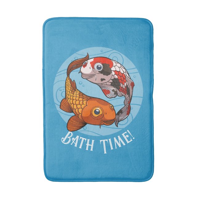 Niedliche Koi Carp Bath Time! Cartoon Badematte (Vorderseite Vertikal)