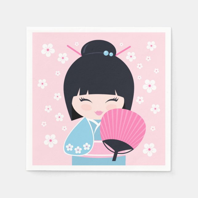 Niedliche Kokeshi Doll Serviette (Vorderseite)
