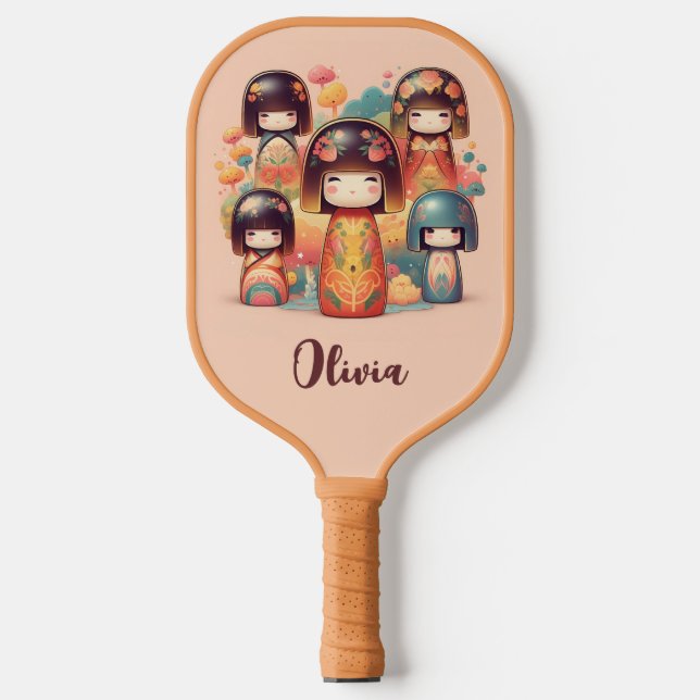 Niedliche Kokeshi Dolls Pickleball Schläger (Vorderseite)