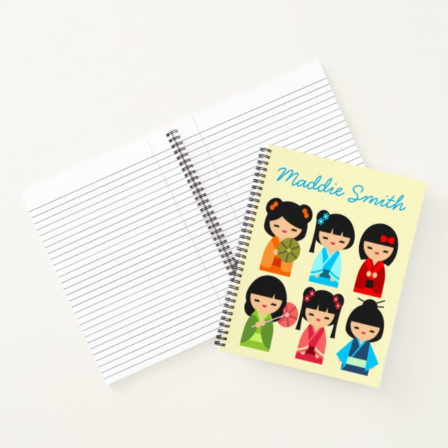 Niedliche Kokeshi Japanische Puppen Notizbuch (Innenseite)