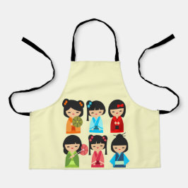 Niedliche Kokeshi Japanische Puppen Schürze