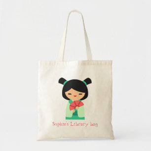 Niedliche Kokeshi Japanische Puppenbibliothek Tragetasche
