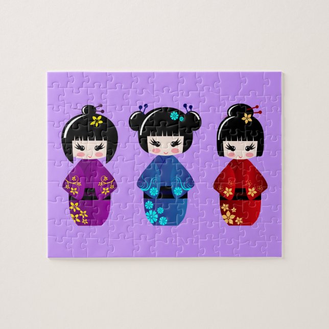 Niedliche Kokeshi Puppen Cartoon (Horizontal)