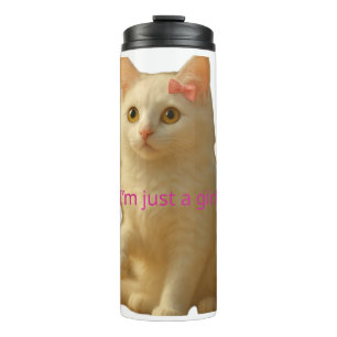 Niedliche Kokette Katze Ich bin nur ein Mädchen Äs Thermosbecher