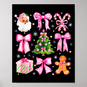 Niedliche Kokette Schleife Rosa Weihnachtsbaum San Poster