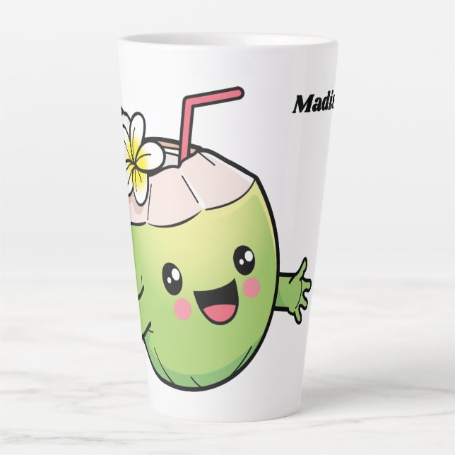 Niedliche Kokosnüsse individuelle Name Milchtasse (Vorderseite)