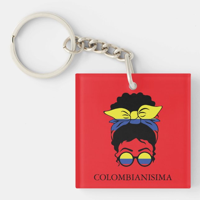 NIEDLICHE kolumbianische Mädchenflagge Schlüsselanhänger (Vorderseite)
