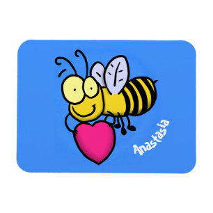 Niedliche komische Biene mit Herz-Cartoon-Illustra Magnet