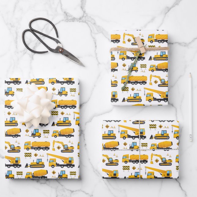 Niedliche Konstruktionsabstoßwagen Mustergeschenke Geschenkpapier Set (Vorderseite)