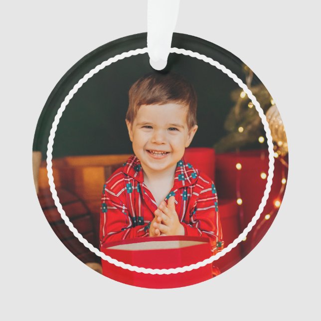 Niedliche Kontur personalisiertes rotes Foto Ornament (Vorderseite)