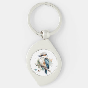 Niedliche Kookaburra auf einem Ast in Aquarellfarb Schlüsselanhänger