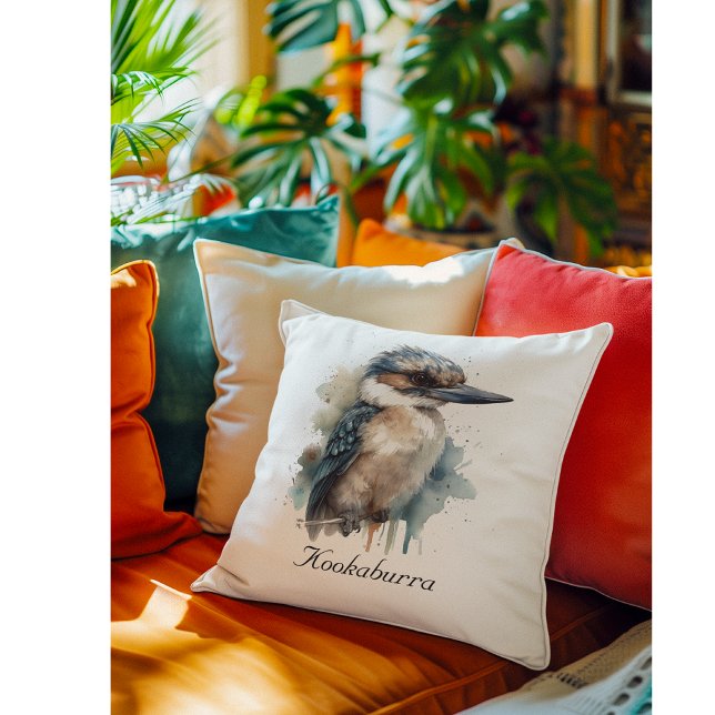 Niedliche Kookaburra auf einer Zweigstelle , Brauc Kissen (Von Creator hochgeladen)