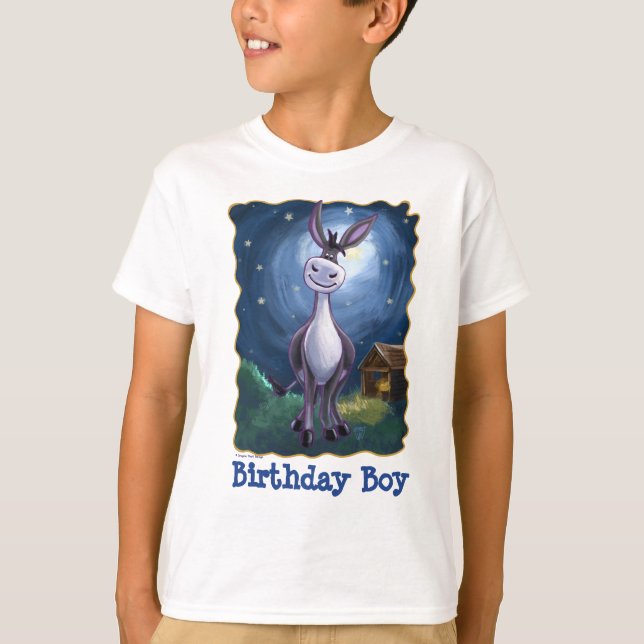 Niedliche Köpfe und Schwänze Donkey Birthday Boy T-Shirt (Vorderseite)
