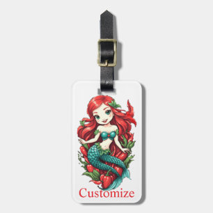 Niedliche Kopffüßer mit zwei Schwänzen Mermaid Thu Gepäckanhänger