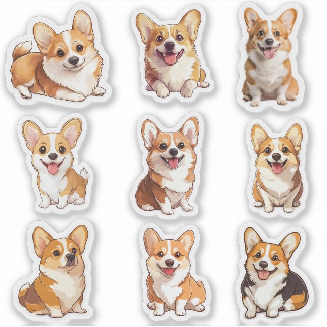 Niedliche Korgi-Hunde-Aufkleberpackung Aufkleber (Vorderseite)