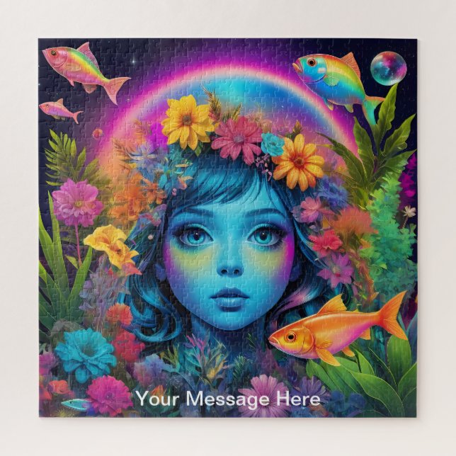 Niedliche kosmische Abstrakte Girl Surreal Rainbow (Vertikal)