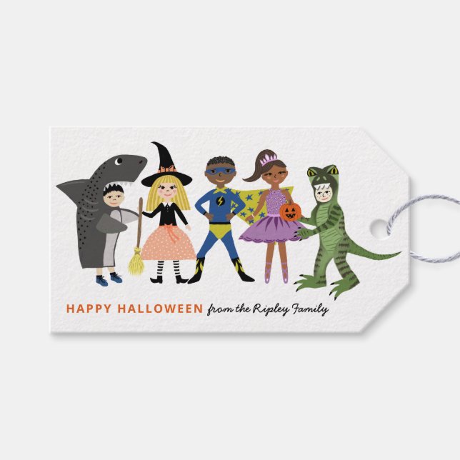 Niedliche Kostüme Moderne Halloween-Leckereien Geschenkanhänger (Vorderseite (Horizontal))