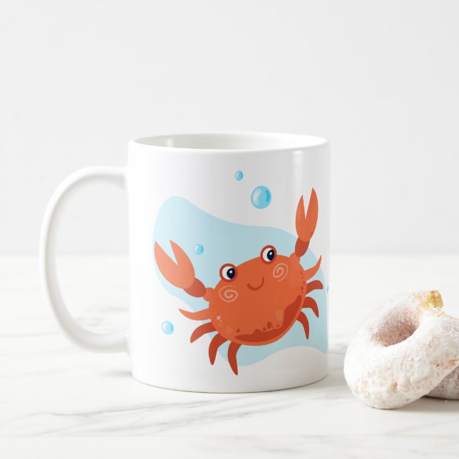 Niedliche Krabbe. Unterwasserwelt. ​ Kaffeetasse (Mit Donut)