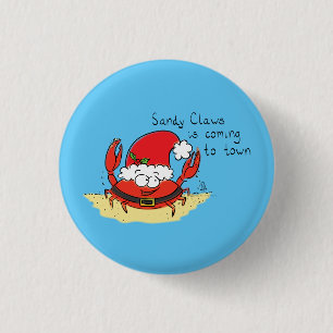 Niedliche Krabbe Weihnachten Feiertag Weihnachtsfe Button