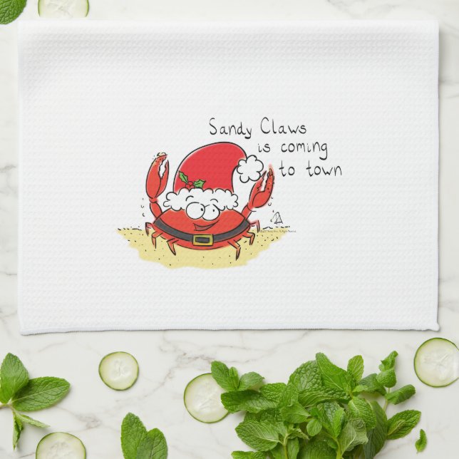 Niedliche Krabbe Weihnachten Weihnachtsfeiertag We Geschirrtuch (Gefaltet)