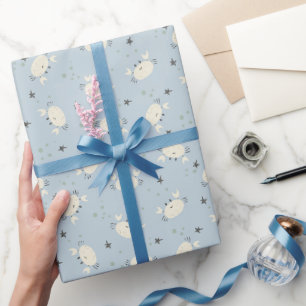 Niedliche Krabbenmuster-Meereswelt Küste auf Hellb Geschenkpapier