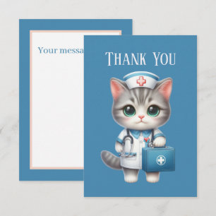 Niedliche Krankenkatze hinzufügen Dankeskarte