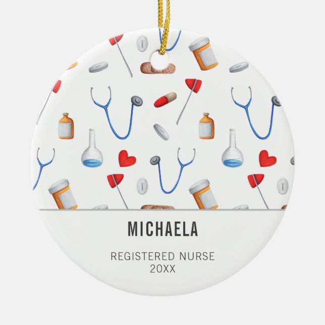 Niedliche Krankenpflege - Muster Weihnachten Keramik Ornament (Vorne)