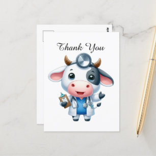 Niedliche Krankenschwester danke Kuh Postkarte