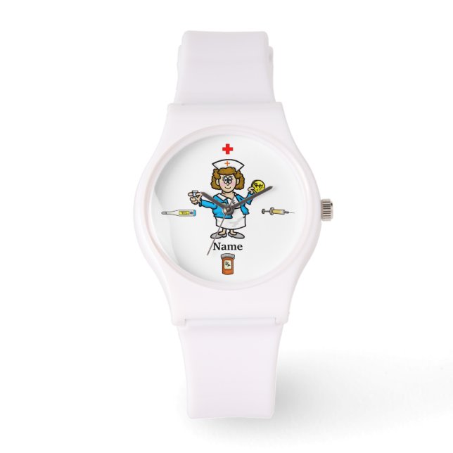 Niedliche Krankenschwester + Medizin personalisier Armbanduhr (Vorderseite)