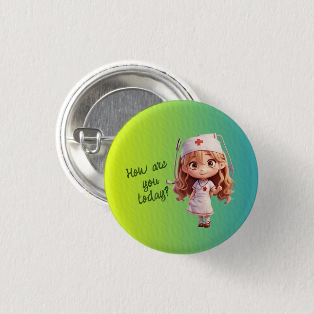 Niedliche Krankenschwester mit englischem Grußknop Button (Vorne & Hinten)