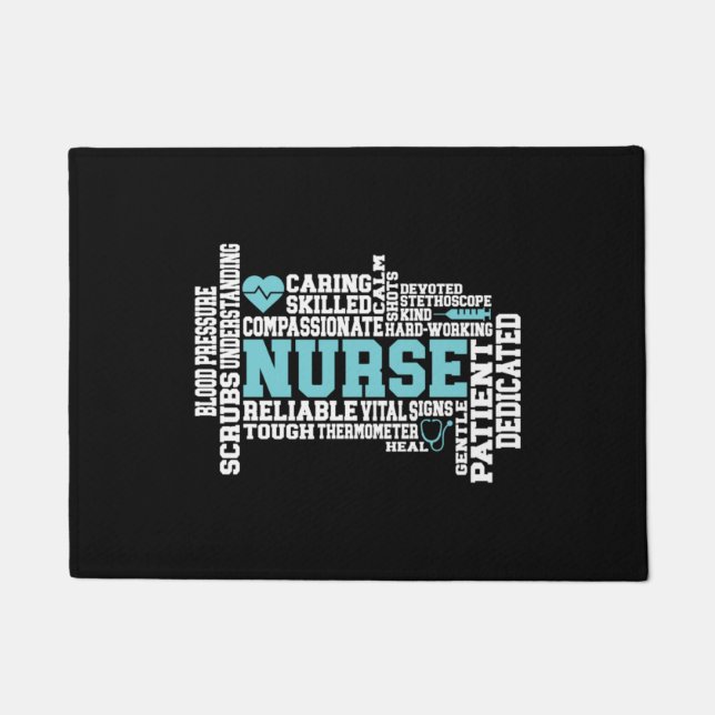 Niedliche Krankenschwester RN LVN Krankenpflege Sc Fußmatte (Vorderseite)