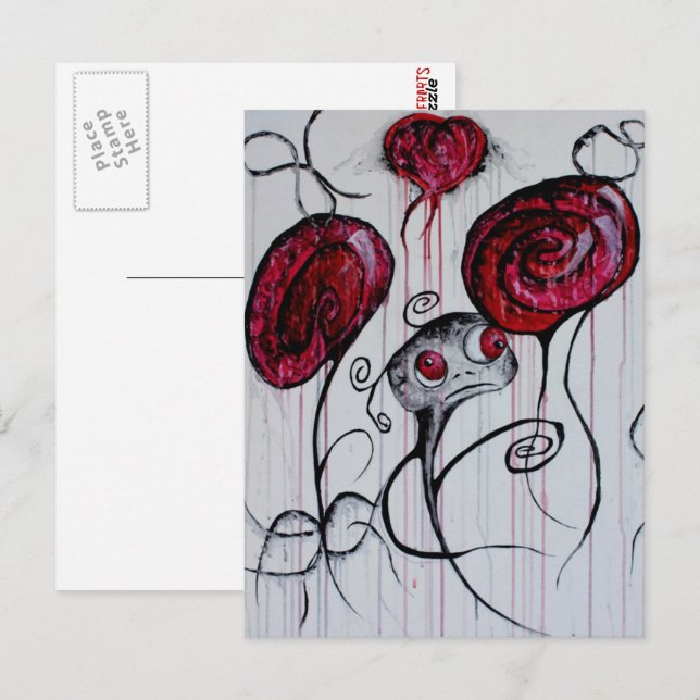 Niedliche Kreatur Goth Fantasy Sad Monster Kunst Postkarte (Vorne/Hinten)