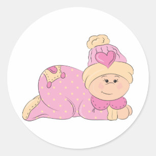 Niedliche kriechende Baby-Aufkleber Runder Aufkleber
