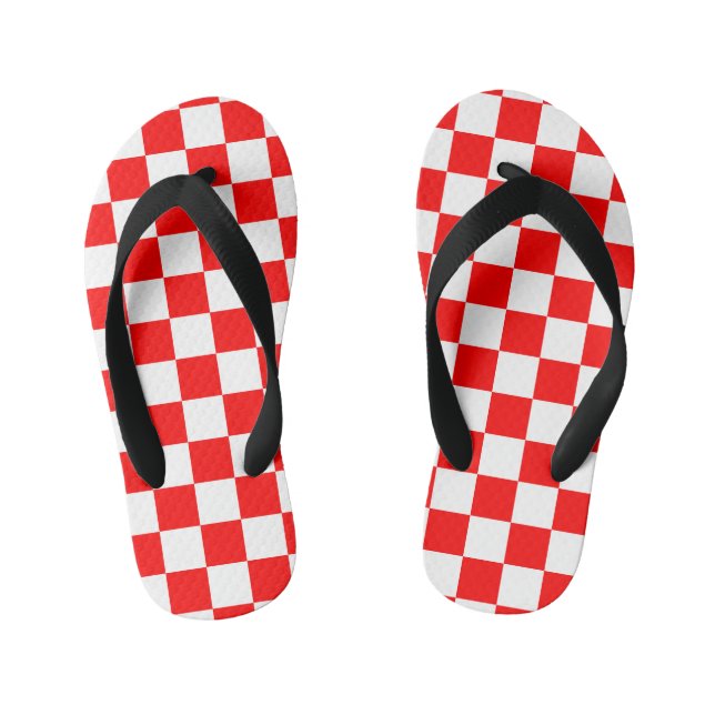 Niedliche kroatische Schachbretts in Rot und Weiß Kinderbadesandalen (Fußbett)