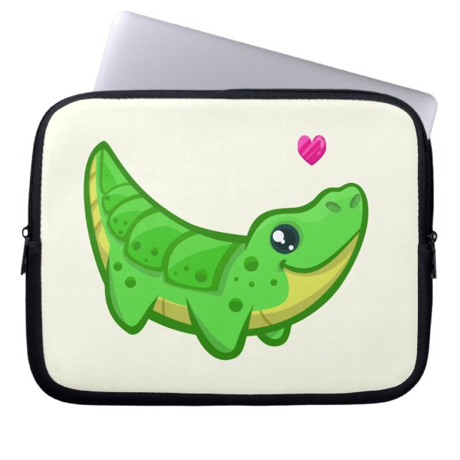 Niedliche Krokodil-Liebe kawaii Cartoonkinder Laptopschutzhülle (Vorderseite)