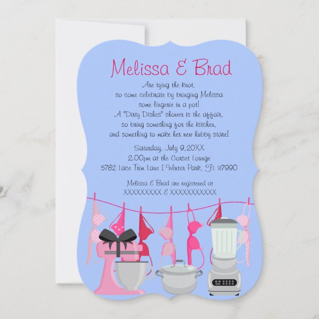 Niedliche Küche Lingerie Bridal Dusche Einladung (Vorderseite)