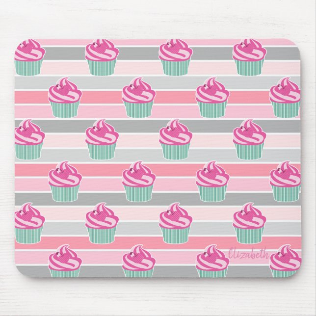 Niedliche Kuchen, Streifen - Personalisiert Mousepad (Vorne)