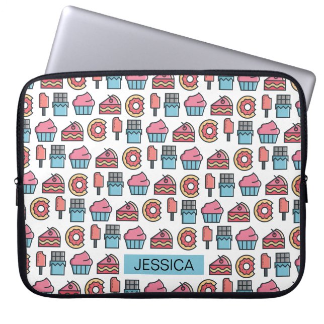 Niedliche Kuchen und Desserts Muster Personalisier Laptopschutzhülle (Vorderseite)